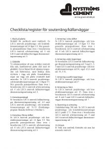 Checklista register för souterräng och källarväggar
