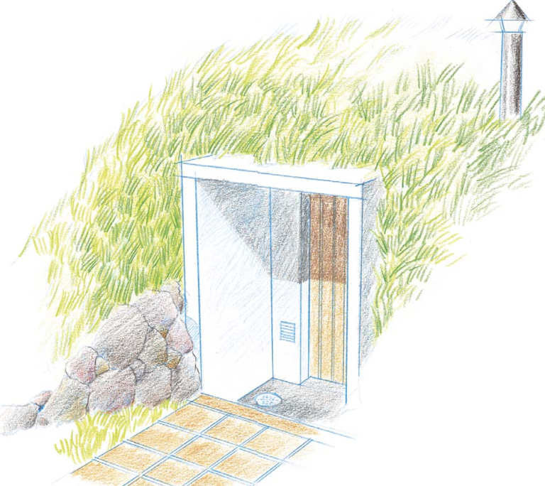 Illustration av en jordkällare byggd i leca